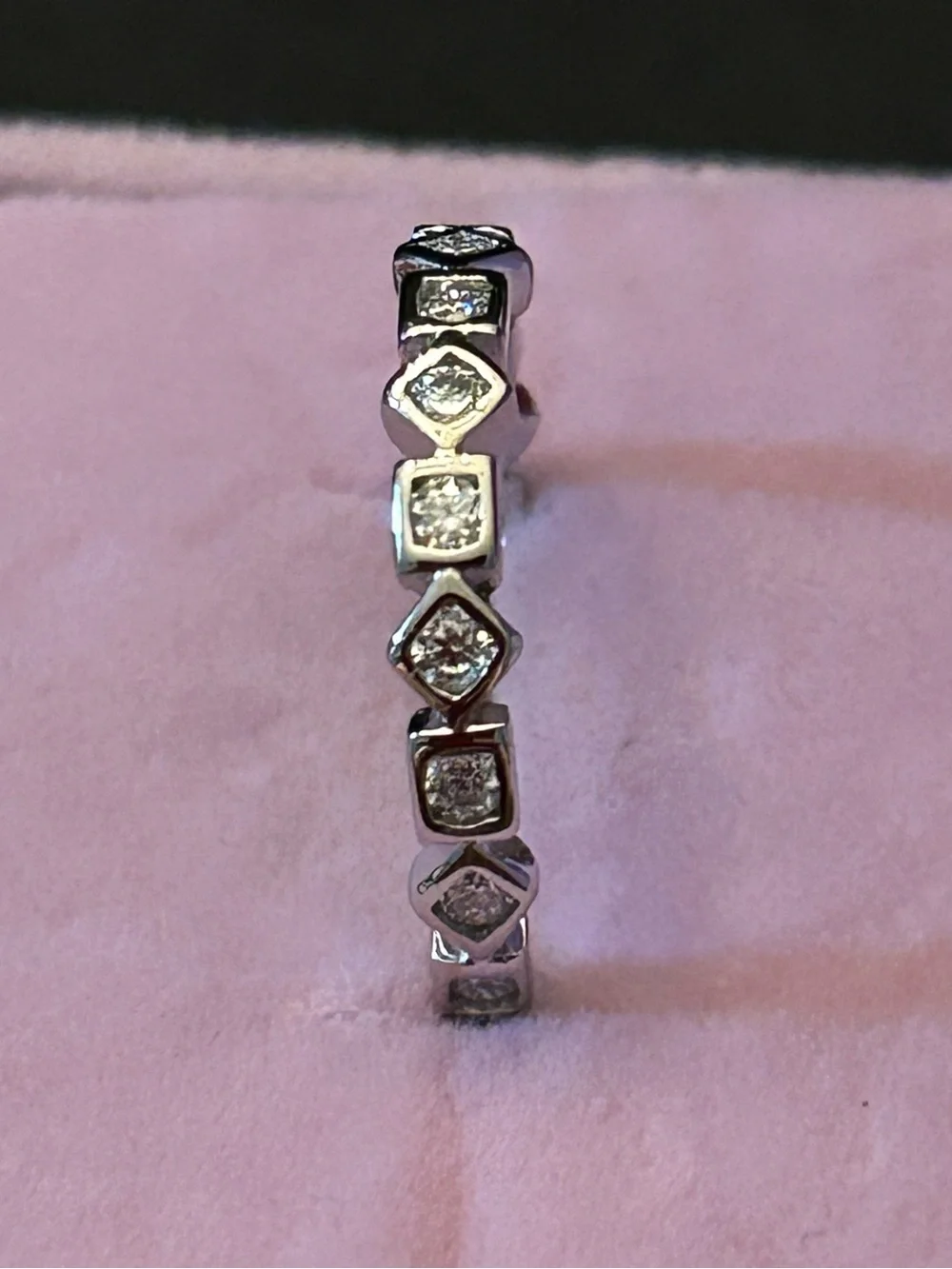 1.00CTW Moissanite Geometric Stackable Eternity Band Ring 925 Sterling Silver